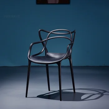 Обеденные стулья со спинкой в скандинавском стиле для гостиной, Современные простые пластиковые стулья для ресторана, креативные кресла для отдыха на открытом воздухе на балконе Z