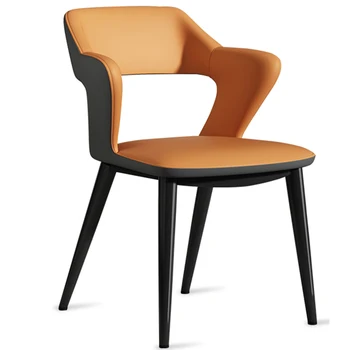 Обеденный стул на железной ножке, современный мягкий стул на железной ножке в скандинавском стиле со спинкой, бытовая мебель, обеденный стул 11