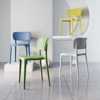 Обеденный стул, Уличные Пластиковые обеденные стулья, Складывающиеся стулья со спинкой, для кухни, Для дома, Современный минималистичный обеденный стул Nordic 16
