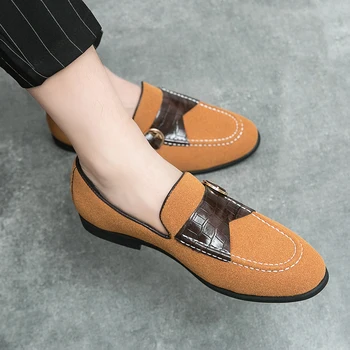 Обувь Doudou/ Мужская деловая дышащая корейская версия универсальных матовых повседневных социальных маленьких кожаных туфель без шнуровки для ног
