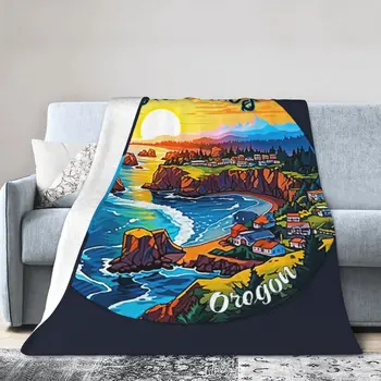 Одеяло Brookings Oregon Seaside, Мягкое теплое фланелевое покрывало, Постельное белье для кровати, гостиной, пикника, путешествия, домашнего дивана