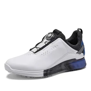 Оригинальный бренд для тренировок по гольфу для мужчин, качественная обувь для ходьбы, мужские туфли для гольфа из натуральной кожи, мужские кроссовки для гольфа с быстрой шнуровкой 1