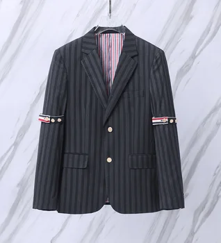 Осенне-зимний мужской пиджак, новый роскошный модный индивидуальный костюм, подходящий для отдыха, классический клетчатый британский модный блейзер, пальто 15