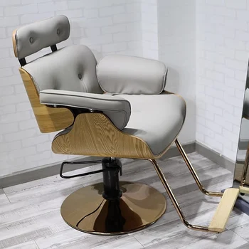 Парикмахерское кресло для волос Lie Flat Парикмахерский салон Lifting Luxury Salon Украсит Специальное Вращающееся Кожаное кресло из орехового дерева Производитель Распродажа 12