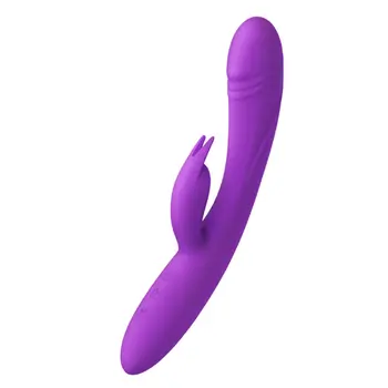 Перезаряжаемый вибратор-кролик Три в одном, виброгаситель, женская секс-игрушка - фиолетовый 1