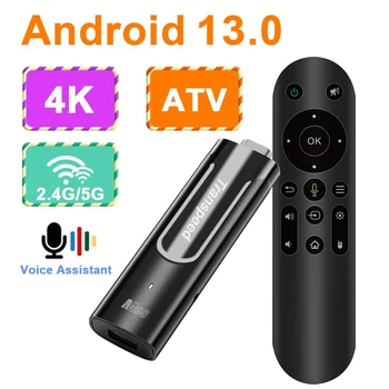 Переносной ТВ-накопитель Amlogic S905Y4 ATV Android13 с ТВ-приложениями Двойной Wifi Четырехъядерный процессор 4K 3D BT5.0 С Голосовым помощником 2 ГБ DDR4 плеер