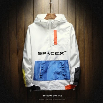 Печать Логотипа SpaceX Space X 2022, Новая Мода, Весенний Цветной Блок, Мужские Толстовки С Капюшоном, Куртка, Пальто, Легкая Куртка в Уличном Стиле 17