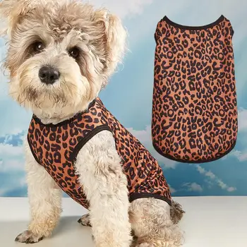 Пижама для домашних животных с леопардовым принтом, эластичная подкладка, пижама для собак, Маленькая тонкая одежда для щенков на лето