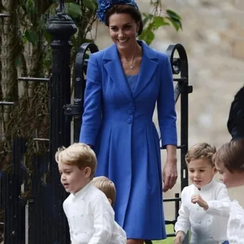 Платья принцессы Кейт Миддлтон для матери невесты с пальто с длинным рукавом, королевское синее красное платье для мамы на выпускной вечер 20