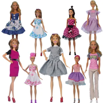 Повседневная одежда в смешанном стиле, костюмные платья для кукол Барби, разноцветные платья, одежда для кукол 1/6, аксессуары для кукол, игрушки 20
