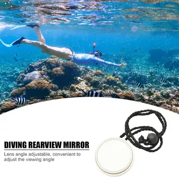 Полезное подводное зеркало Черно-белое зеркало заднего вида с защитой от потери на шнурке Профессиональное зеркало для дайвинга 10