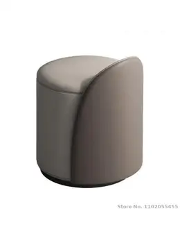 Постмодернистский скандинавский туалетный столик, круглая спальня, простое светлое роскошное кресло для макияжа с красными вставками, кожаное маленькое кресло 6