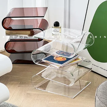 Прозрачный Акриловый Журнальный столик Сбоку от дивана Многофункциональный Современный Журнальный столик Luxury Elegant Muebles Мебель для дома WZ50CT 11