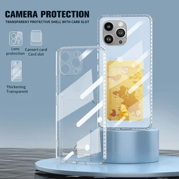 Прозрачный защитный мягкий чехол для Iphone 15 Pro Max, iPhone 15 Plus с держателем для карт, чехол для телефона для iPhone 15 15 Pro capa 19