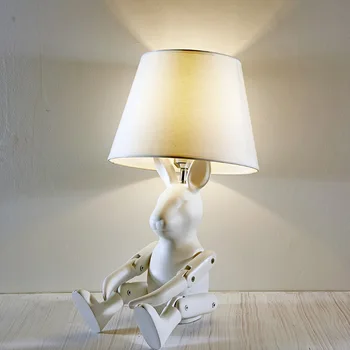 Простая кукольная лампа-кролик в скандинавском стиле, спальня, кабинет, детская модельная комната, прикроватная тумбочка, черно-белая красная энергосберегающая лампа 18