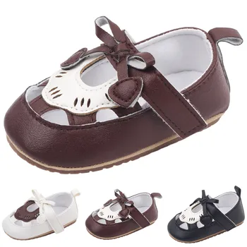 Пустотелая обувь для маленьких девочек и мальчиков, винтажная обувь для малышей из искусственной кожи с бантом, Дышащая удобная обувь для детских вечеринок с цветными блоками на плоской подошве 19