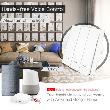 Работает с Alexa Google Home Tuya Zigbee Switch App Control Ac100-250v Выключатель света на сенсорной панели, голосовое управление 2/3 способа 8