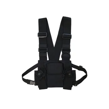 Радиоприемник Walkie Talkie с 3 карманами, нагрудная сумка, ремень безопасности с застежкой-молнией для передней части рюкзака, жилетка, чехол для переноски 13