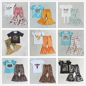 Распродажа оптом детских комплектов одежды из 2 предметов, детские клешни оптом, одежда для маленьких девочек 6