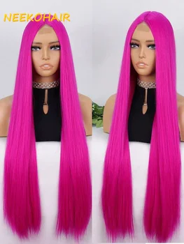Розово-красный парик с прямыми кружевами 13x6 HD, розовый парик с прозрачными кружевами 13x4 или закрытием 4x4, предварительно выщипанные парики из человеческих волос для женщин 20