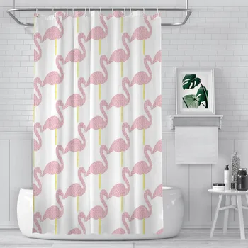 Розовые Занавески для душа в ванной комнате с Фламинго в стиле Бохо, Водонепроницаемая перегородка, Забавные Аксессуары для домашнего декора 11
