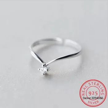 Романтическое V-образное высококачественное кольцо CZ из настоящего стерлингового серебра 925 пробы, модные Сверкающие кольца для женщин, свадебные украшения JZ680 10