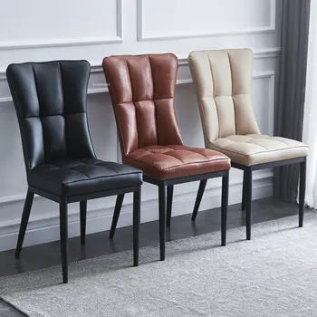 Роскошный кожаный обеденный стул в скандинавском стиле, Современный домашний Простой обеденный стул со спинкой, мебель для гостиной, стул для переговоров A 13