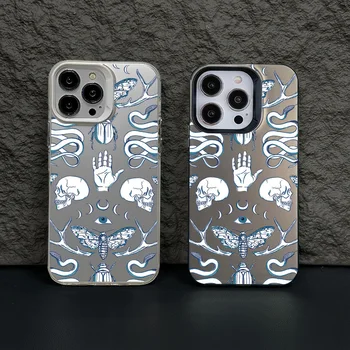 Роскошный Модный Чехол Skeleton Art Case Для iPhone 11 12 13 14 Pro X XR XS Max Cool Hand Мягкая Противоударная Защита Задней Крышки Fundas