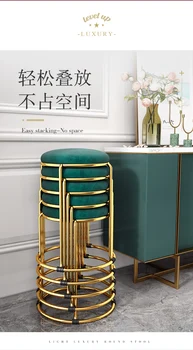 Роскошный обеденный стул для салона красоты Gold, барный стул, комод, обеденный стул, складной табурет, современный простой маленький круглый табурет, скамейка 20