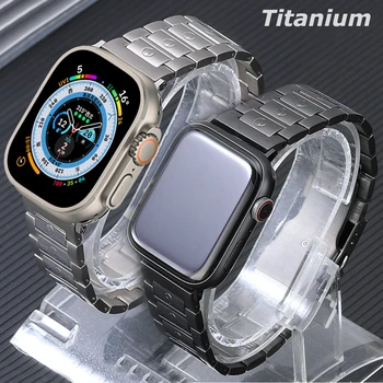 Роскошный ремешок из титанового металла для Apple Watch Серии 8 45 мм Ultra 49 мм Ремешок Для iWatch 8 7 41 мм 45 6 se 5 4 3 42 мм 44 мм 40 мм 14