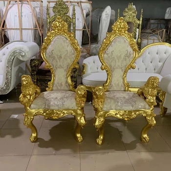 Роскошный Свадебный Золотой королевский трон для королевы, стулья с высокой спинкой для жениха и невесты, стул принцессы 20