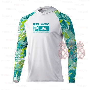 Рубашки для рыбалки Pelagic Performance, мужские футболки с капюшоном для рыбалки с защитой от ультрафиолета, Upf 50 + Дышащая одежда для рыбалки 9