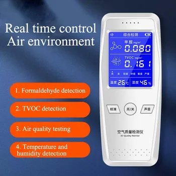 Ручной детектор качества воздуха, детектор газа, детектор Формальдегида, детектор TVOC, тестер температуры и влажности, цветной светодиодный дисплей