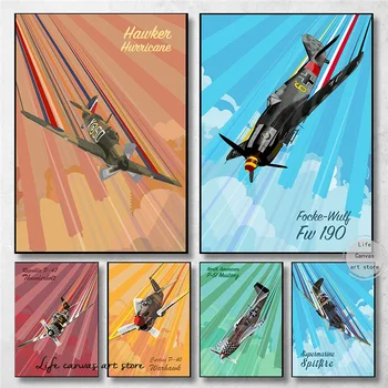 Самолет в стиле поп-музыки Самолет Focke Wulf Fw 190 Gloster Gladiator Художественные плакаты, картины на холсте, настенные принты, фотографии, домашний декор комнаты 3