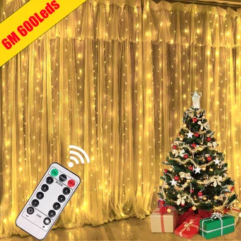 Светодиодные гирлянды для штор, 8 режимов USB-пульта дистанционного управления, гирлянды сказочных огней, свадебный Рождественский декор для дома, спальня, Новогодняя лампа 16