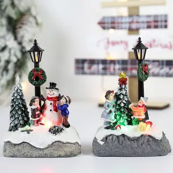 Светящееся рождественское украшение из смолы с домиком на рождественской елке 17