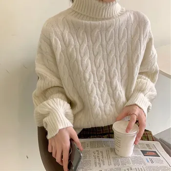 Свитер женский осенне-зимний корейский вариант свитер в ленивом стиле винтажный толстый свитер в гонконгском стиле снаружи 7
