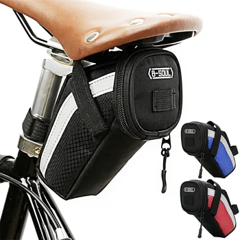 Седельная сумка для MTB велосипеда объемом 1 л, небольшой багажник, задняя водонепроницаемая сумка, комплект сумок со светоотражающей полосой, аксессуары для велоспорта 17
