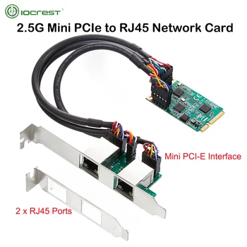 Сетевая карта IOCREST 2.5G Mini PCIe-RJ45 с двумя портами 2500 Мбит/с Mini PCI Express NIC Lan Card для набора микросхем Realtek 8125B 7