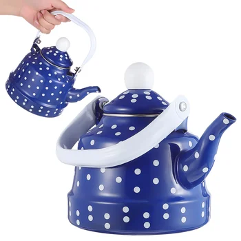 Синий чайник для чая Кастрюли со стальной ручкой, Эмалированные Чайники, Старомодные Чайники, Плита, Свистящая Холоднокатаная плита, Винтажный Кемпинг
