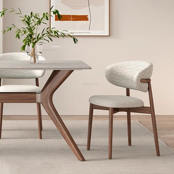 Скандинавские Дизайнерские Обеденные стулья из массива дерева, Роскошный Современный стул со спинкой, мебель для домашней столовой, Тканевый стул для отдыха в кафе A 1