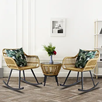 Скандинавские стулья для гостиной, мебель для дома, Кресло-качалка, стул из ротанга для балкона, современный минималистичный стул со спинкой из ротанга Ins 5