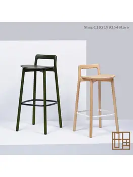 Скандинавский креативный современный минималистичный высокий стул из цельного дерева, дизайнерская стойка регистрации, прием, переговоры, бар для отдыха 5