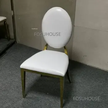 Скандинавский роскошный обеденный стул из нержавеющей стали с золотом Кухонная мебель Гостиничный Металлический обеденный стул Бытовой стул для гостиной D 10