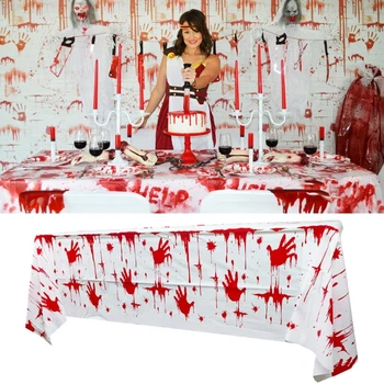 Скатерть зомби с кровавыми отпечатками рук, навязчивое украшение на Хэллоуин для дома P15F 12