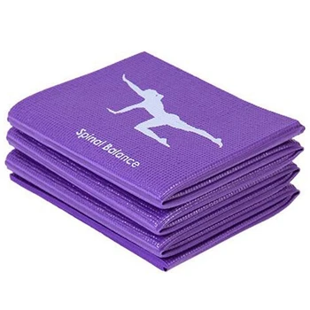 Складной коврик для йоги из ПВХ, коврик для упражнений, утолщенный Нескользящий Складной коврик для фитнеса, принадлежности для пилатеса, напольный игровой коврик, фиолетовый прочный 19