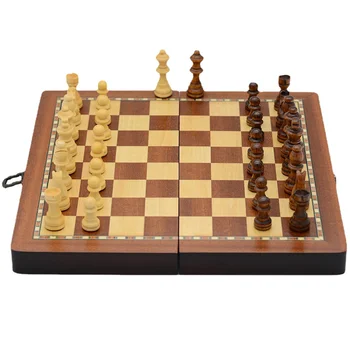 Складной набор магнитных шахмат, деревянные портативные профессиональные международные шахматы, семейные настольные игры для детей, дорожная настольная игра 3