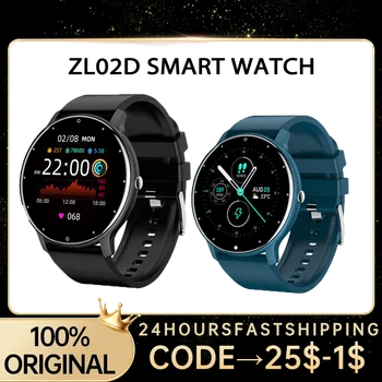 Смарт-часы ZL02D, частота сердечных сокращений, кровяное давление, водонепроницаемые спортивные мужские часы с полным сенсорным экраном для IOS Android, телефон Bluetooth 12