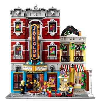 Создание Jazz Club Expert Pizza Shop MOC Модель Модульного дома Строительные блоки 10312 Совместимые игрушки Street View для детей и взрослых 17