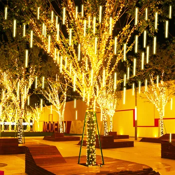 Солнечные наружные светодиодные фонари для метеоритного дождя, сказочные гирлянды, водонепроницаемые для Рождественской вечеринки, праздника в саду, свадебного украшения 2024 года 16